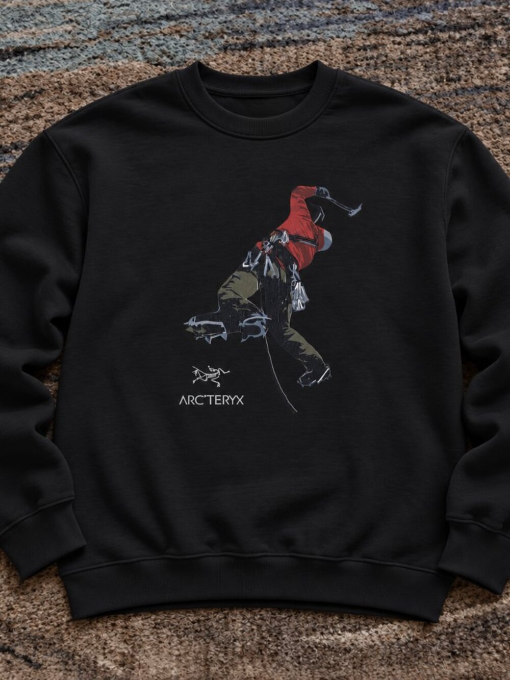 Black Outdoor Climber Graphic Crewneck Sweatshirt – Adventure Streetwear Pullove